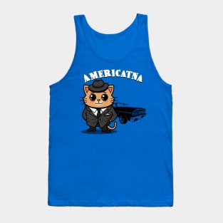 Americatna Cute Vintage Retro Classic Cars Americana Gangster Cat Tank Top